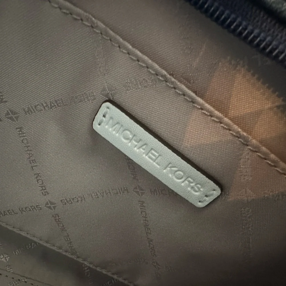 Michael Kors Mirella Small Denim and White Tote Bag - Picture 8 of 9